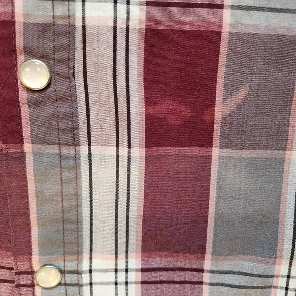 High Noon Mens Pearl Snap Shirt Size XL Red Plaid Short Sleeves Western Country - Picture 5 of 5